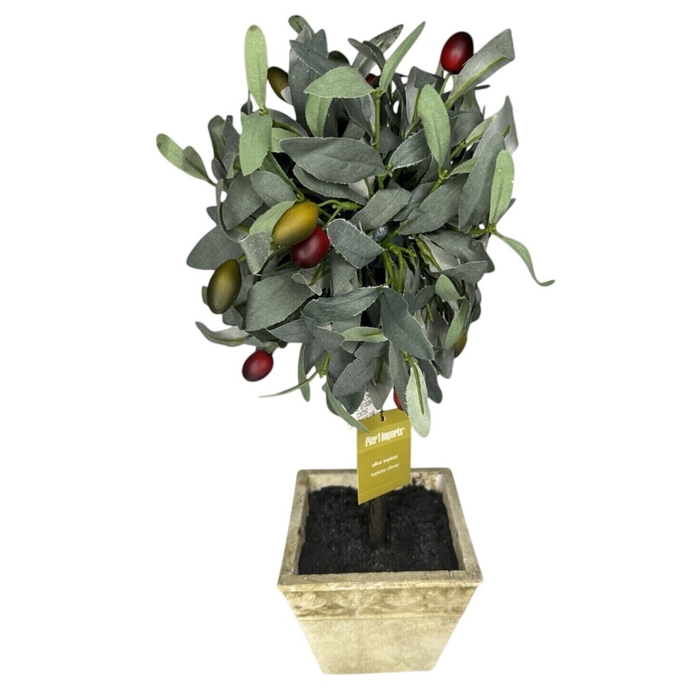 Pier 1 Imports Olive Topiary Faux Tree in Decorative Pot 20" NEW